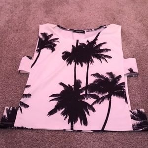 Cut out sides Palm Tree Tank Top